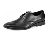 Asher Green AG112C - Mens Genuine Leather Wing Tip Dress Shoes - Oxford Lace Up Mens Dress Shoes - (Black/Size 9)