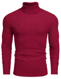 COOFANDY Mens Mock Turtleneck Long Sleeve Casual Lightweight Turtle Neck Top Slim Fit Pullover Sweaters Fall Mens Sweater Wine Red